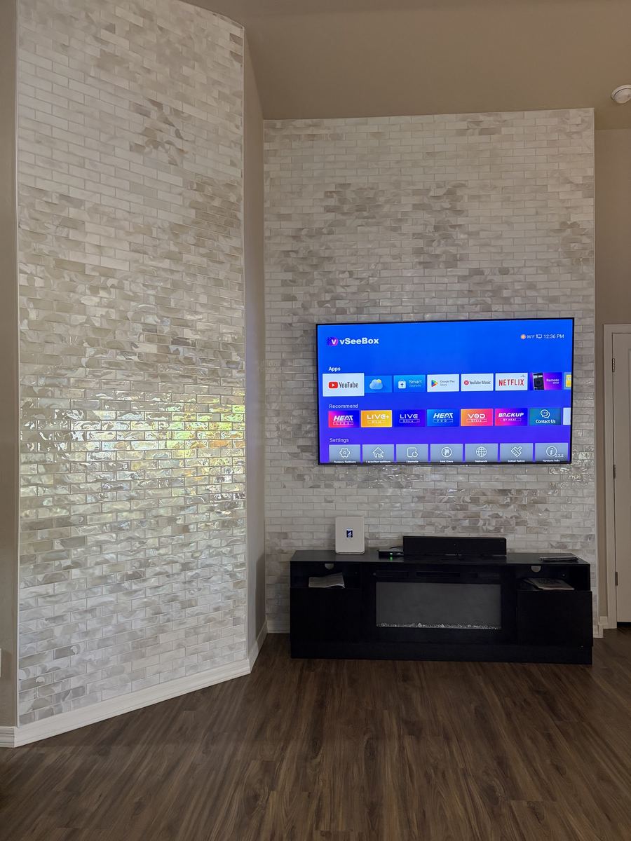 Stacked stone feature wall