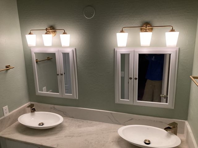 Bathroom remodel with twin vessel sinks
